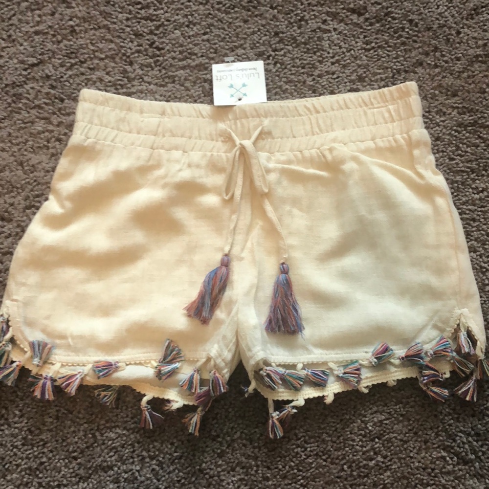 Cream NWT girls tassel shorts